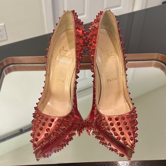 Christian Louboutin Spiked Red Heels - Picture 2 of 9